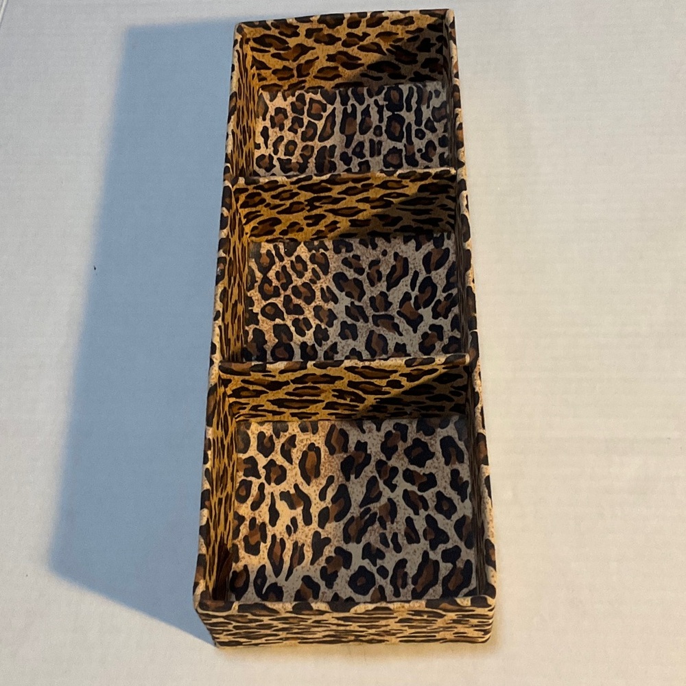 Leopard Print Fabric Organizer Tray desk perfume makeup jewelry